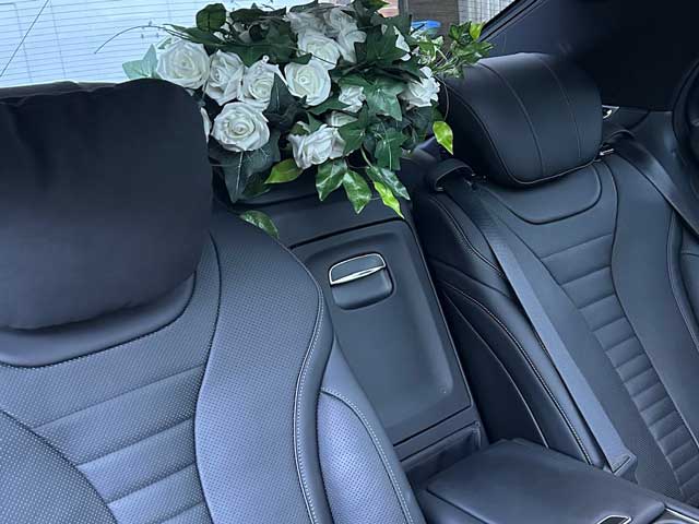 bea cars mercedes S class interior ready for wedding